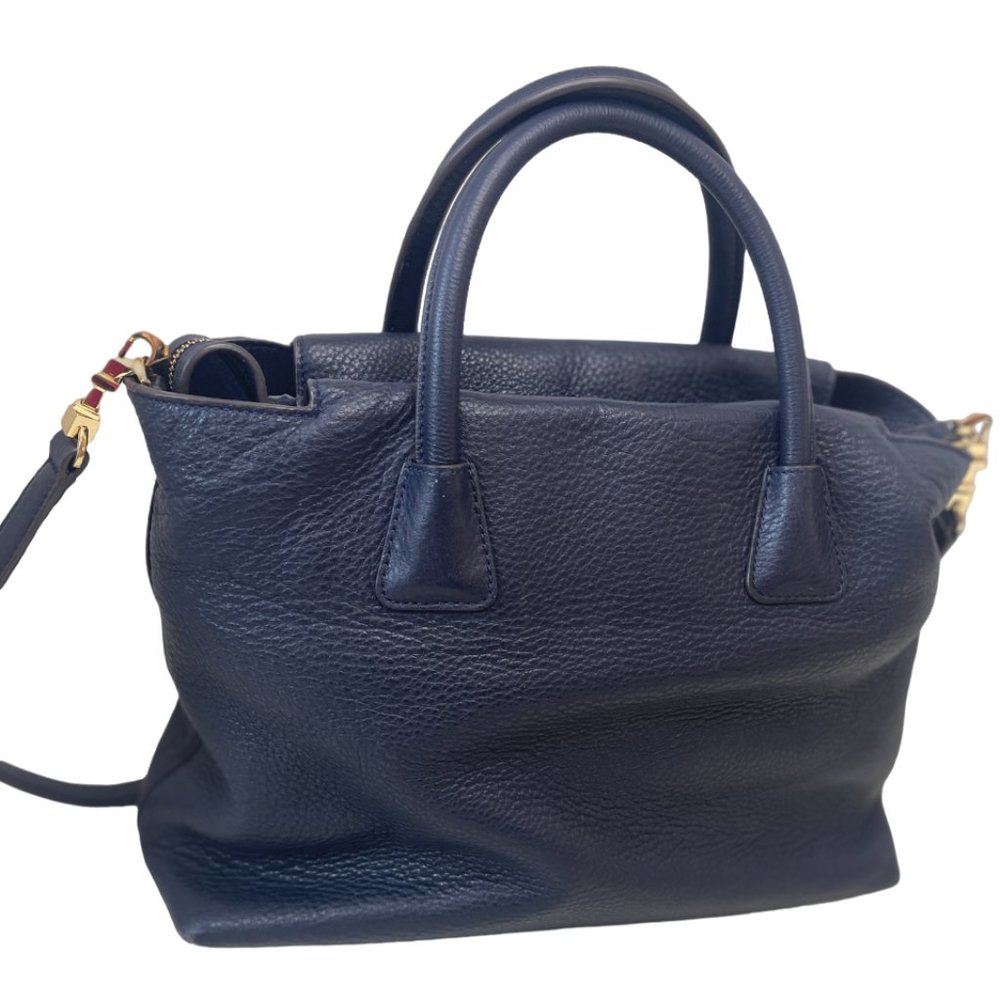 Tory Burch Navy Blue Pebbled Leather Handheld/Shoulder Bag Crossbody - Picture 2 of 15